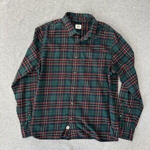 Marine Layer Shirt Mens Large Green Plaid Flannel Stretch Button Up Casual